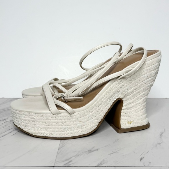 Marc Fisher Fetch White Espadrilles Wedge Sandal 10M - Picture 1 of 14